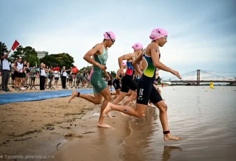 Largada de las chicas en Laguna Setúbal.
