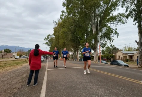 La gente de Santa Rosa alienta a los runners.