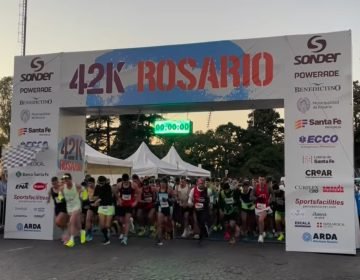 Largada de la maratón rosarina.